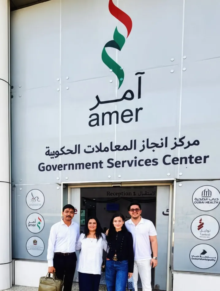 The Cloudspital team outside the AMER Government Services Center in Dubai