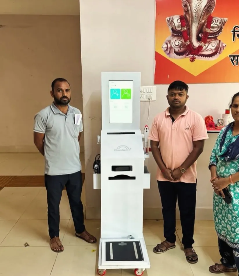 CPL-HA-01 Health ATM at a primary health centre in Dang, with staff